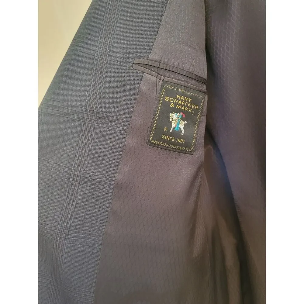 Hart Schaffner Marx Blazer Navy Blue Classic Sport Coat Preppy 43 R
